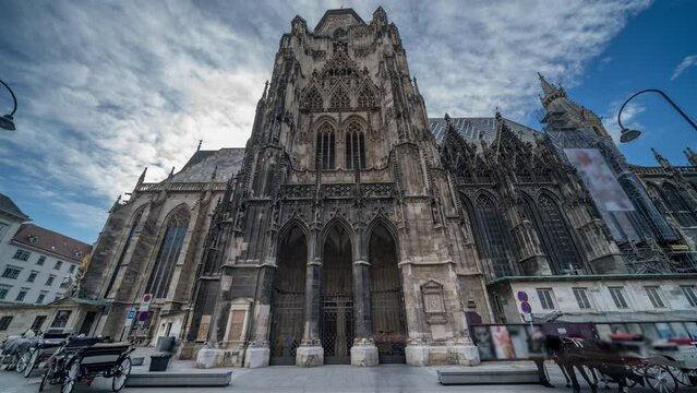 Facade of St. Stephen's Cathedral is the symbol of Vienna and also the very center of the city. At 136 meters in height, it is the tallest church in Austria.