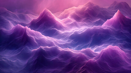 Obraz na płótnie Canvas 3d render of abstract art 3d background surreal landscape with big fantasy magic mountains with neon glowing blue purple and red gradient color light inside