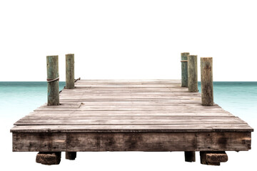 Wooden Pier Extending into Calm Blue Waters