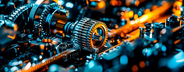 Foto op Plexiglas Precision machinery gears. Teamwork concept © TopMicrobialStock