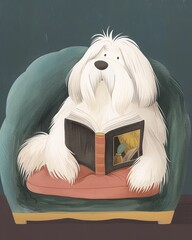 old english sheepdog Boho Dog Nursery Artwork Whimsical Dog Illustration