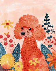 toy poodle Boho Dog Nursery Artwork Whimsical Dog Illustration