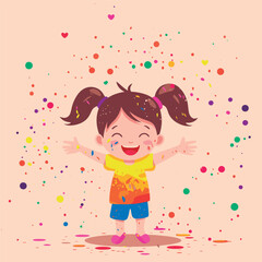 Vector illustration kids playing colors