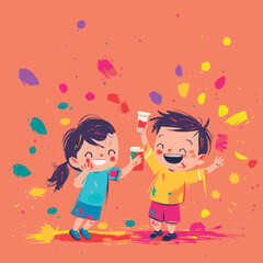 Obraz na płótnie Canvas Vector illustration kids playing colors