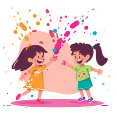 Vector illustration kids playing colors