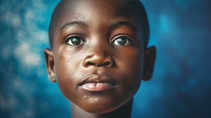 Portrait of a ten years old afroamerican black boy - obrazy, fototapety, plakaty