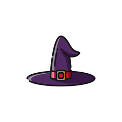 Witch Hat Lineal Icon - Halloween Elements Icon Vector Illustration.