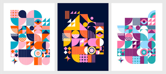 Colorful Abstract Geometric Background. Modern colorful concept poster design. Modular shapes and elements, vector illustration