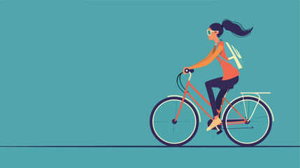 Woman on bike vector flat minimalistic isolated i - obrazy, fototapety, plakaty