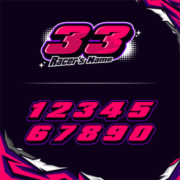 vector racing numbers for drag motorbikes and cars