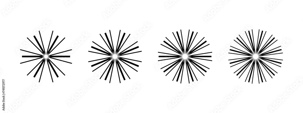 Wall mural simple abstract radial patterns – set of round radial shapes for designs