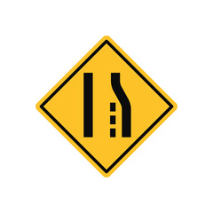 Right Lane Narrows Traffic Triangle Sign
