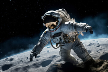 Astronaut on the Lunar Surface - obrazy, fototapety, plakaty