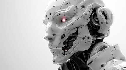 Futuristic black robot desktop background, minimalist, AI-generative	