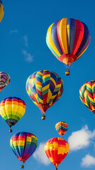 A cluster of colorful hot air balloons in the sky Calmness atmospheric photo footage for TikTok, Instagram, Reels, Shorts