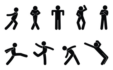 people icons set, dancing man