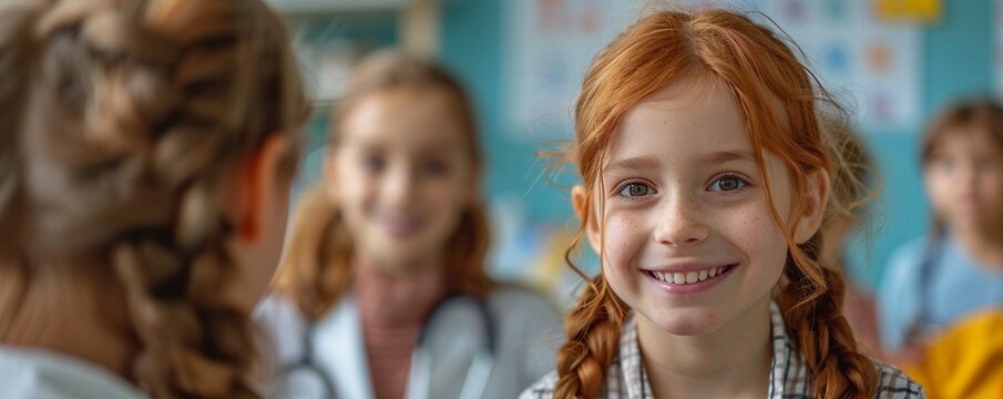 Pediatrician Examining Children In A Pediatric Background