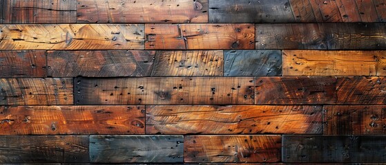 Rustic wooden background textured, featuring weathered planks with knots and imperfections that add character and charm