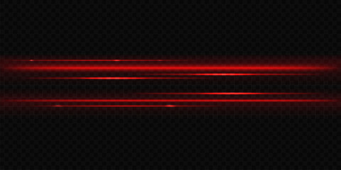 Vector illustration of red laser beams. Neon scanner lights isolated on transparent black backdrop - obrazy, fototapety, plakaty