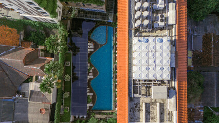 aerial view of hotel rooftop with swimming pool in Malioboro Yogyakarta