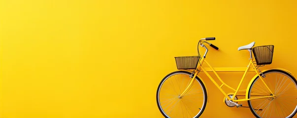 Foto op Canvas Retro bicycle  on yellow background. © amazingfotommm