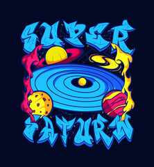Super Saturn Vector Design For T shirt Prints, streetwear, Urban Style, Sticker, and poster