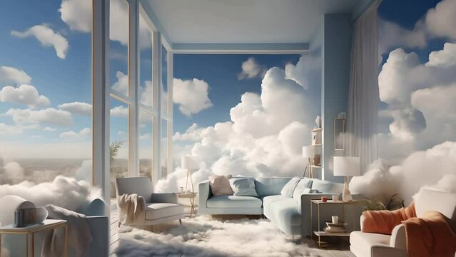 Clouds in the living room of the house, dream room