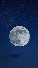 Naklejka na ściany i meble A starry night sky with a full moon Calmness atmospheric photo footage for TikTok, Instagram, Reels, Shorts