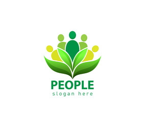 People leaves sign illustration logo