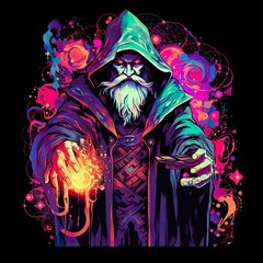 Abstract mage with colorful background DND fantasy 