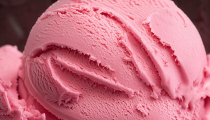 Closeup of pink ice cream. Pink ice cream texture. studio shot; high-quality photo