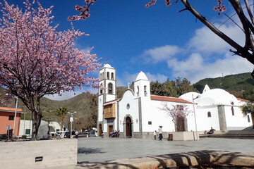 Santiago del Teide: Church square and typical houses.