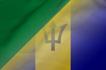 Republic of the Congo and Barbados national flag transborder negotiation BRB COD - obrazy, fototapety, plakaty