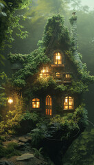 Fototapeta premium a tiny green house in the forest