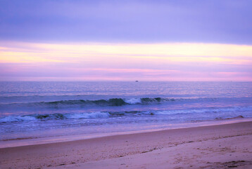 Sunset at the beach in a winter day. Sunset in the portuguese beach of Cacela Velha, Algarve - Portugal 