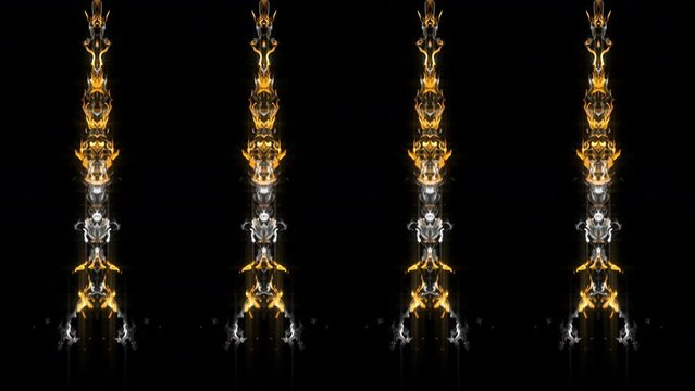 Four Fire Columns Flame Glow Background