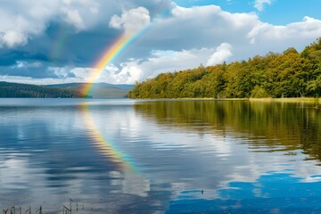 Tranquil Scenery, rainbow, calm, lake, waters