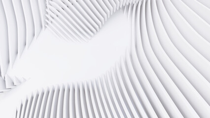 Abstract Curved Shapes. White Circular Background.