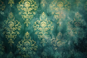Fototapeta na wymiar Green vintage background, antique wallpaper design