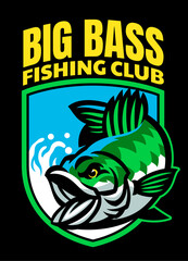 Big Bass Mascot Fishing Club Logo