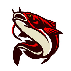 Catfish Logo Cartoon Mascot Design Illustration
