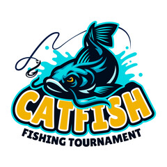 Catfish Fishing Tournament Mascot Logo