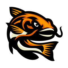Catfish Mascot Logo Design Vector Illustration