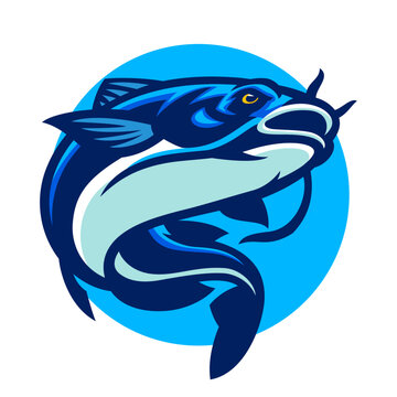 recommend clip art: Catfish Fishing Logo Club Mascot Logo Design
