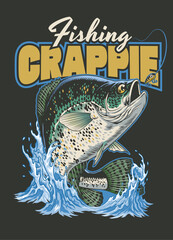 Fishing Crappie Fish Vintage Shirt Design Illustration