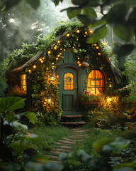 Fototapeta premium a tiny green house in the forest