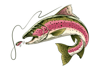 Rainbow Trout Fish Jumping Out