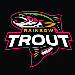 Rainbow Trout Sport Mascot Logo - obrazy, fototapety, plakaty
