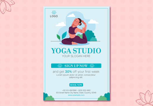 Blue and Pink Yoga Studio Flyer