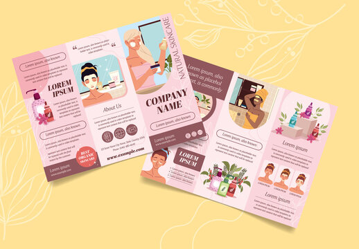 Pink And Beige Natural Skincare Beauty Routine Template Design